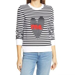 New Halogen Heart Me Striped Graphic Sweatshirt